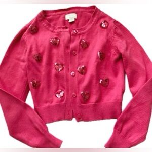 Girl’s Gorgeous Pink Sequin Heart Cardigan Sweater